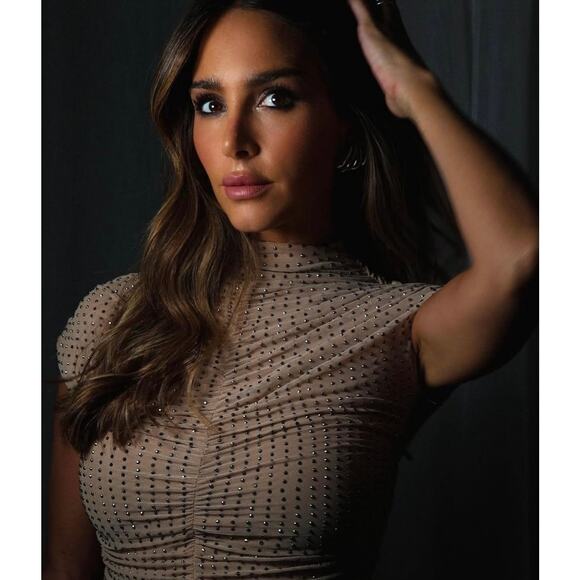 ZARA RHINESTONE RUCHED NUDE BEIGE MINI DRESS 7901/217 - Picture 6 of 14